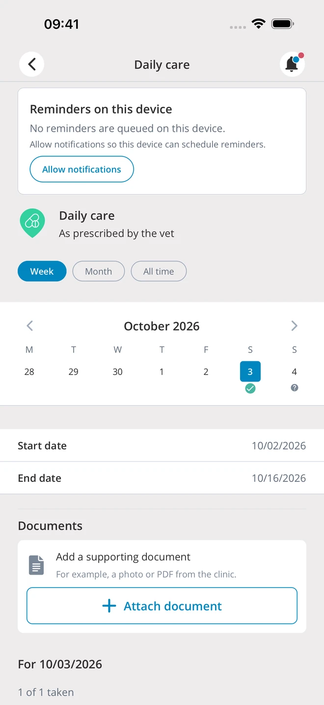 Medication schedule and dose records