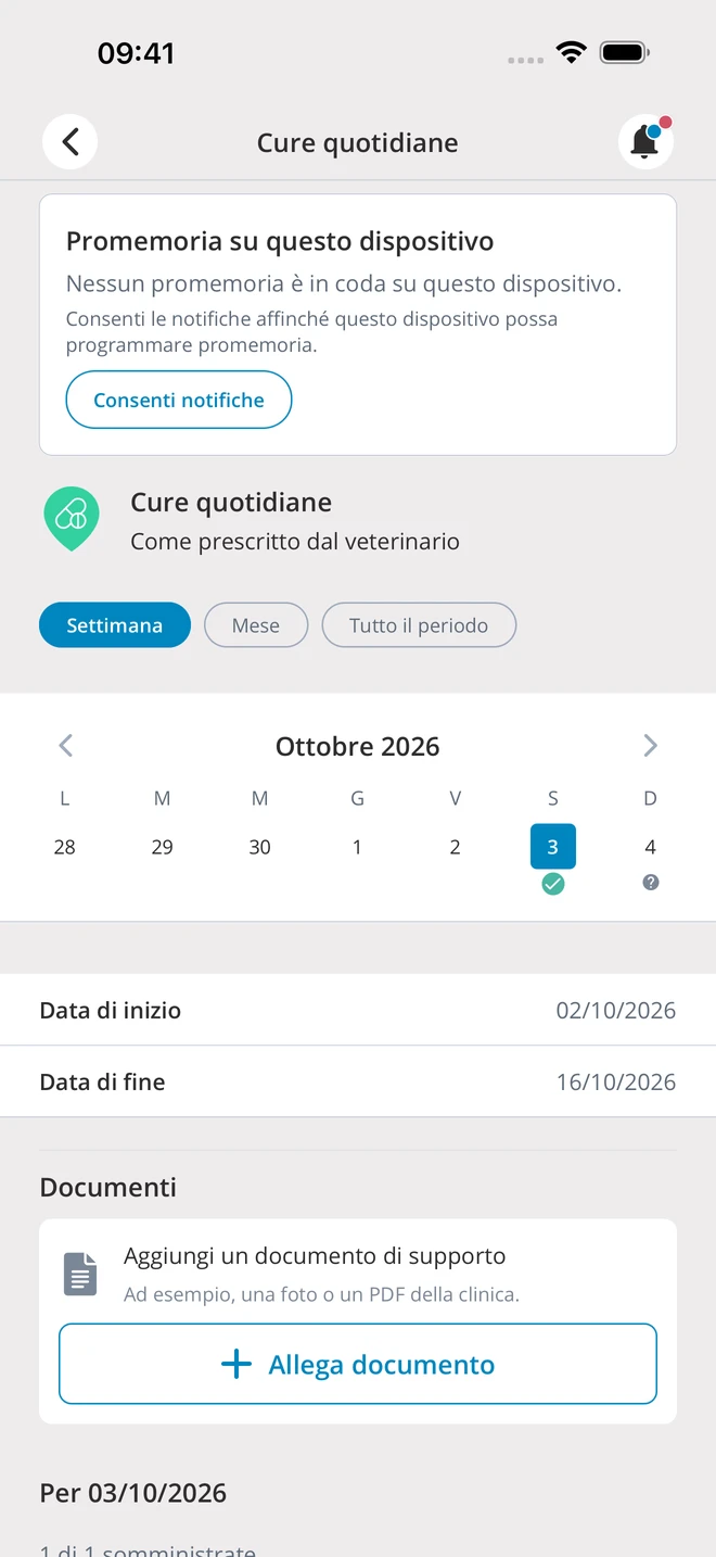 Orari dei farmaci e dosi registrate