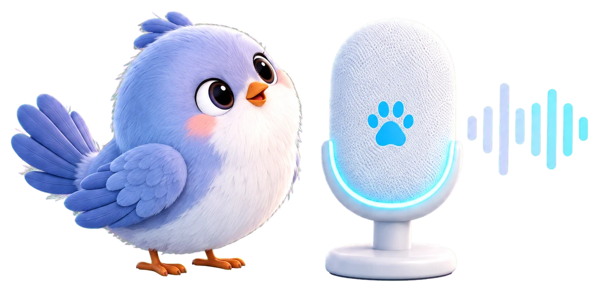 A bird beside a microphone